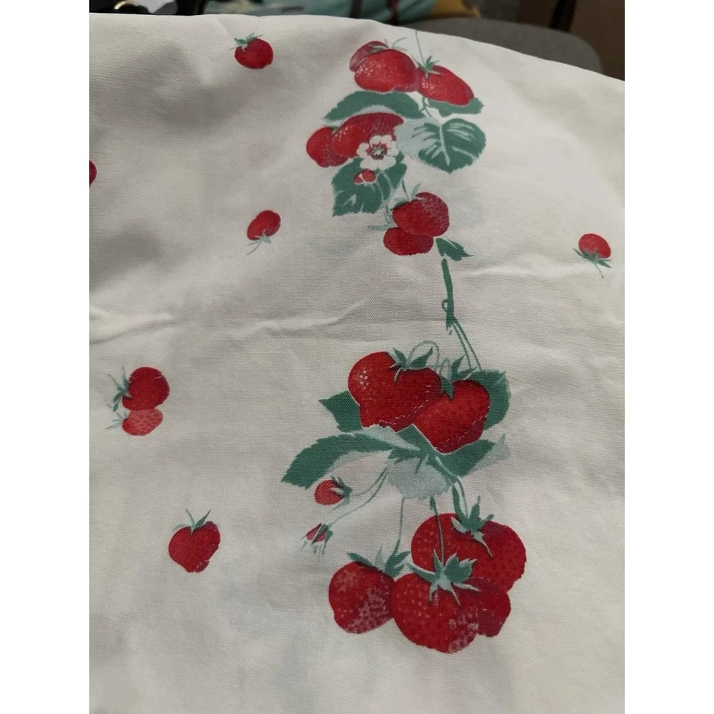 Vintage 1940's/1950's Strawberry Tablecloth 60 x54 USED